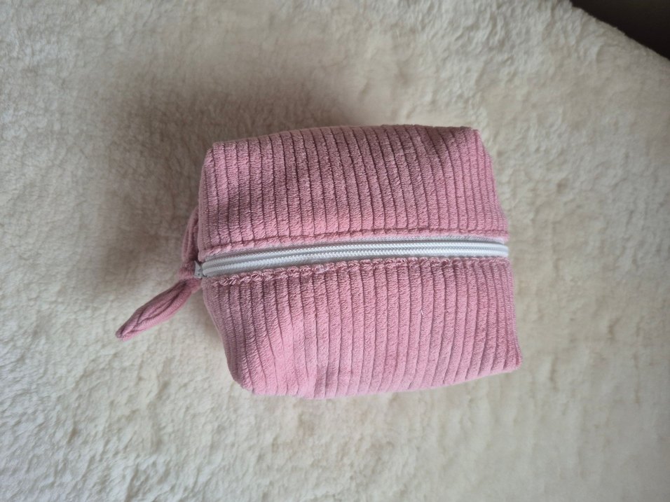 kadife pembe makyaj çantası - Görsel 3