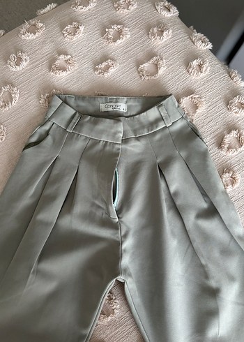 Kadın Mint Yelili Midi Kumaş Pantolon - Görsel 2