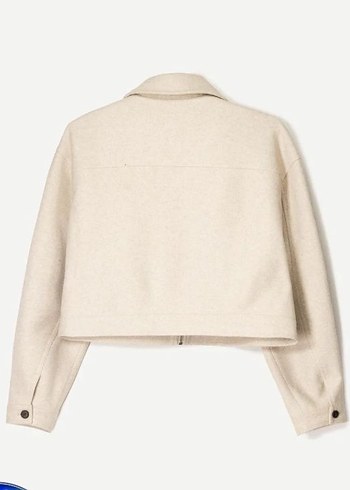 Bershka Krem Yumuşak Crop Ceket - Görsel 3