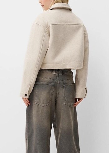Bershka Krem Yumuşak Crop Ceket - Görsel 2