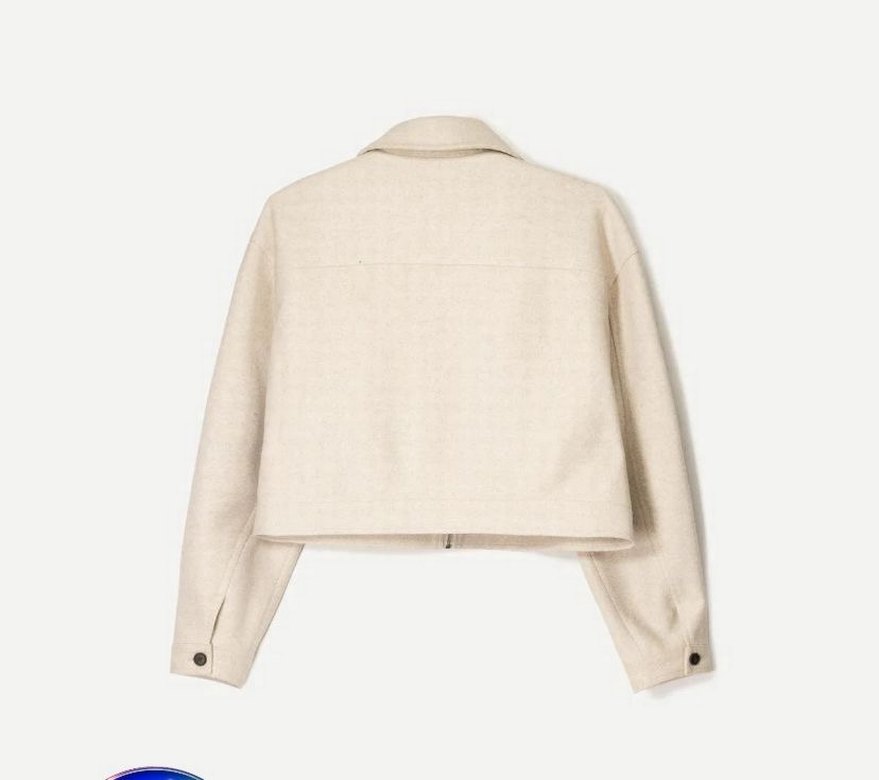 Bershka Krem Yumuşak Crop Ceket - Görsel 3