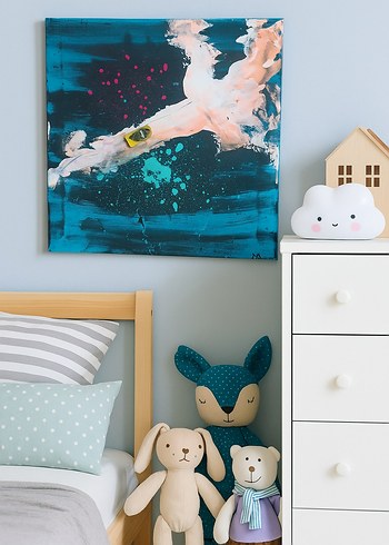 Mavi ve Koyu Tonlarda araba detaylı Soyut Tablo - Görsel 2