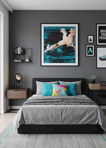 Mavi ve Koyu Tonlarda araba detaylı Soyut Tablo - Görsel 4