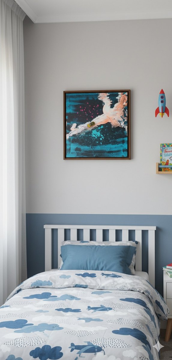 Mavi ve Koyu Tonlarda araba detaylı Soyut Tablo - Görsel 3