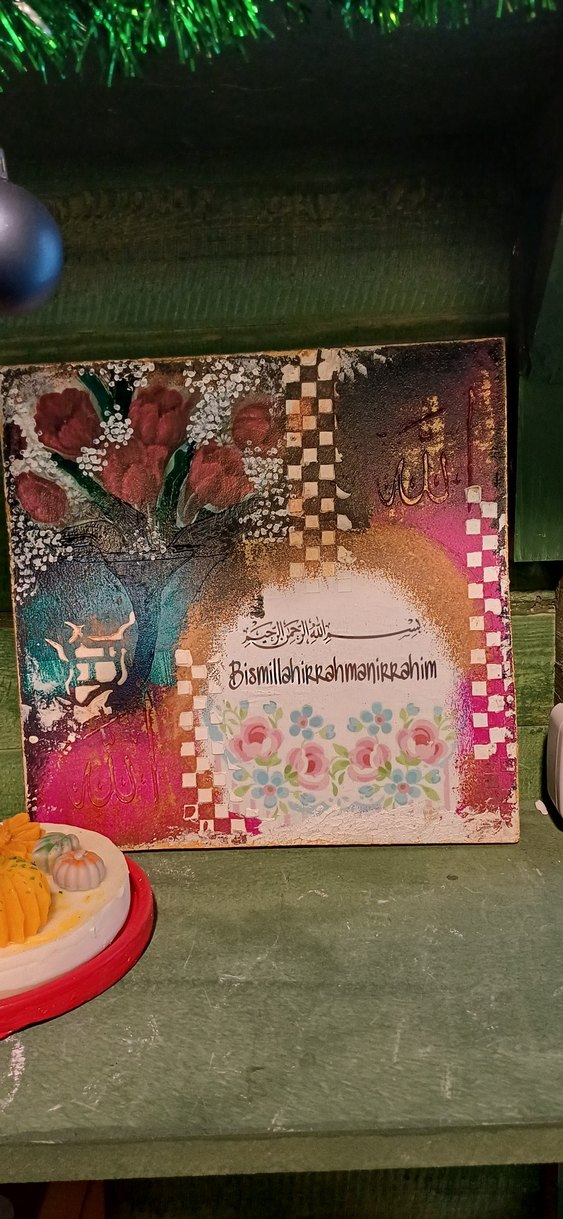 Çiçekli ve Yazılı Çok Renkli Tablo - Görsel 3