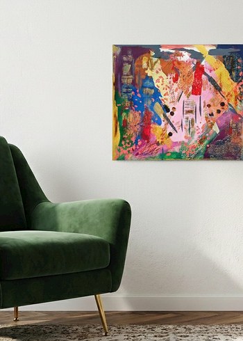 Canlı Renklerde Tasarım Soyut Tablo - Görsel 4