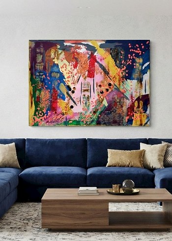 Canlı Renklerde Tasarım Soyut Tablo - Görsel 5