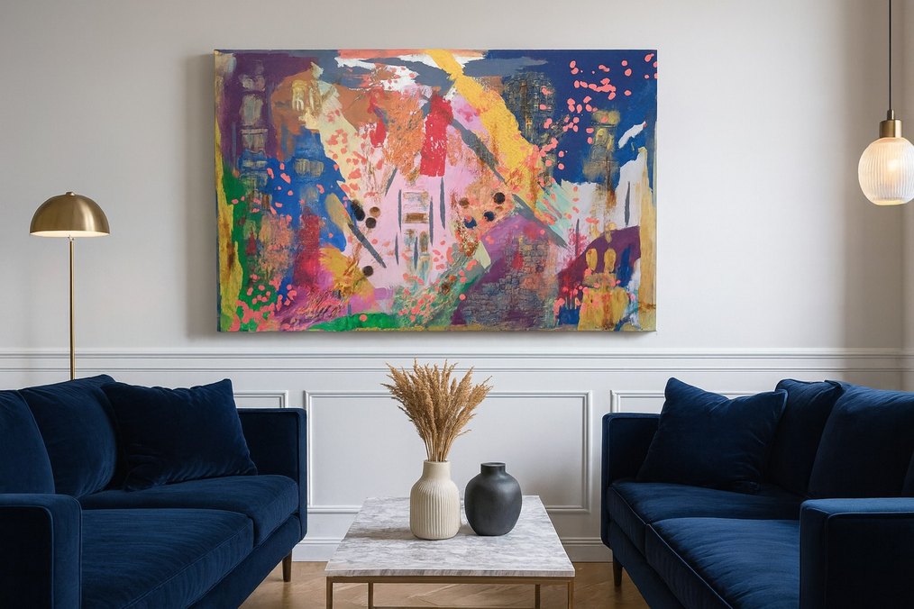 Canlı Renklerde Tasarım Soyut Tablo - Görsel 3