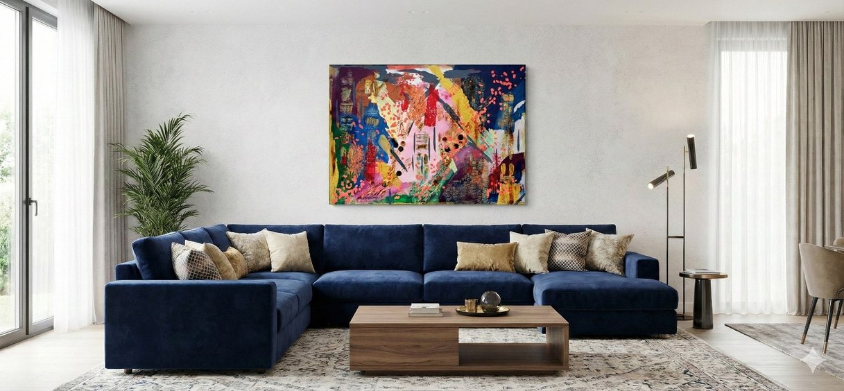 Canlı Renklerde Tasarım Soyut Tablo - Görsel 5