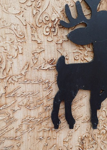 Kahverengi Ahşap Geyik Figürlü Tasarım tablo - Görsel 3