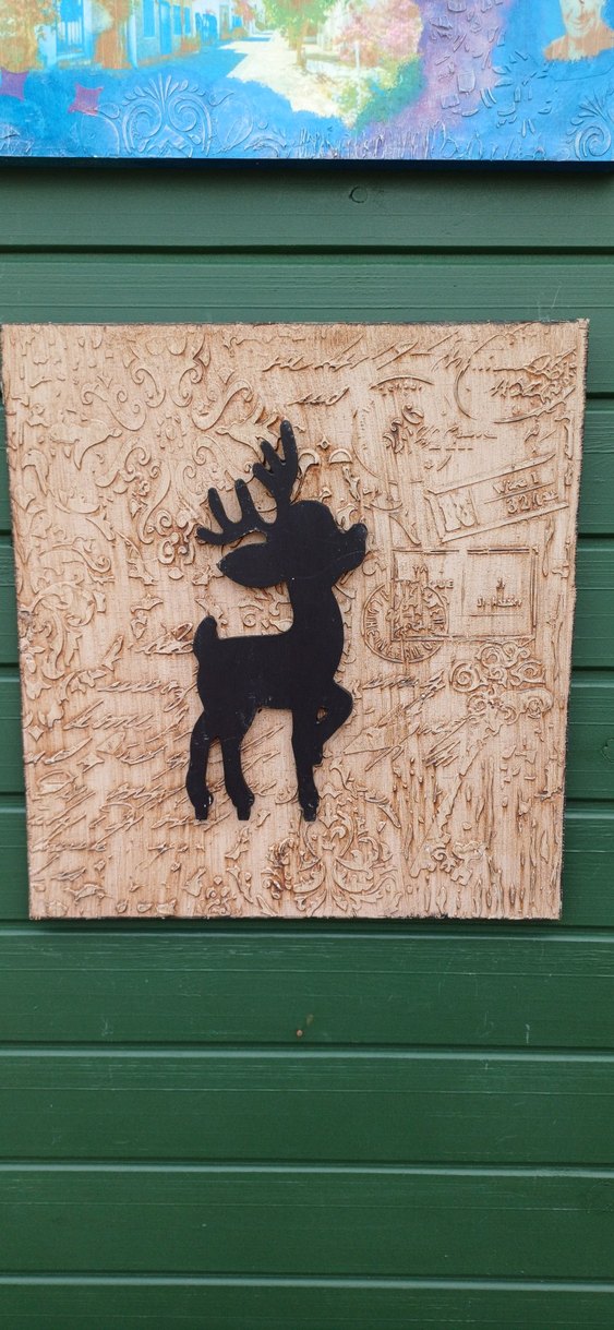 Kahverengi Ahşap Geyik Figürlü Tasarım tablo - Görsel 2