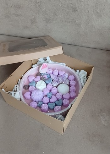 Pastel Pembe , lila tonlarında Tasarım Dekoratif Mum Seti - Görsel 3