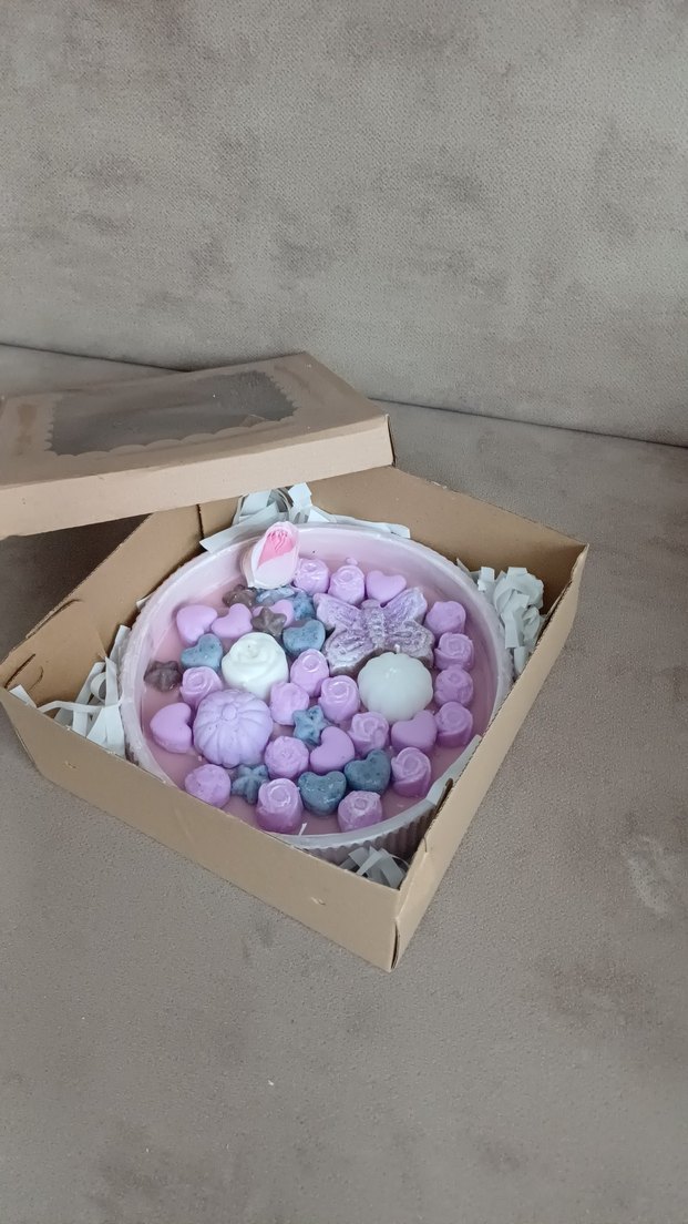 Pastel Pembe , lila tonlarında Tasarım Dekoratif Mum Seti - Görsel 3