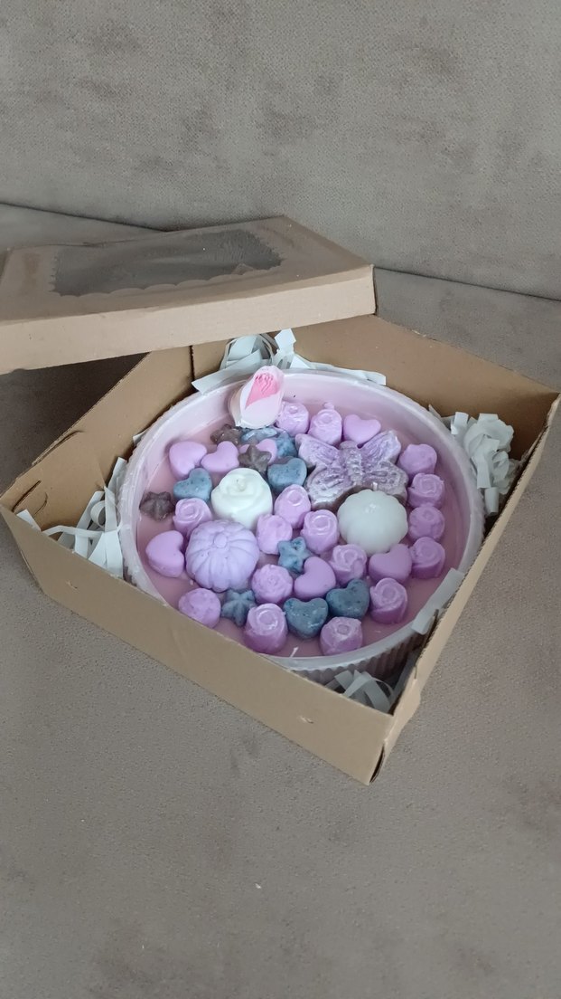 Pastel Pembe , lila tonlarında Tasarım Dekoratif Mum Seti - Görsel 2