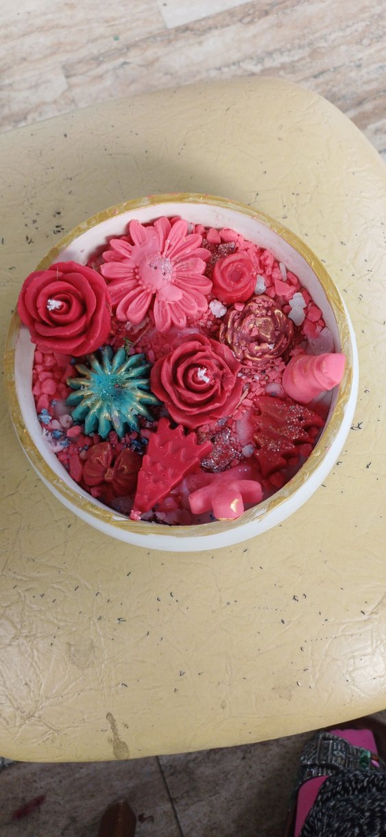 Renkli Dekoratif Pembe /Kırmızı Mum Seti - Görsel 2