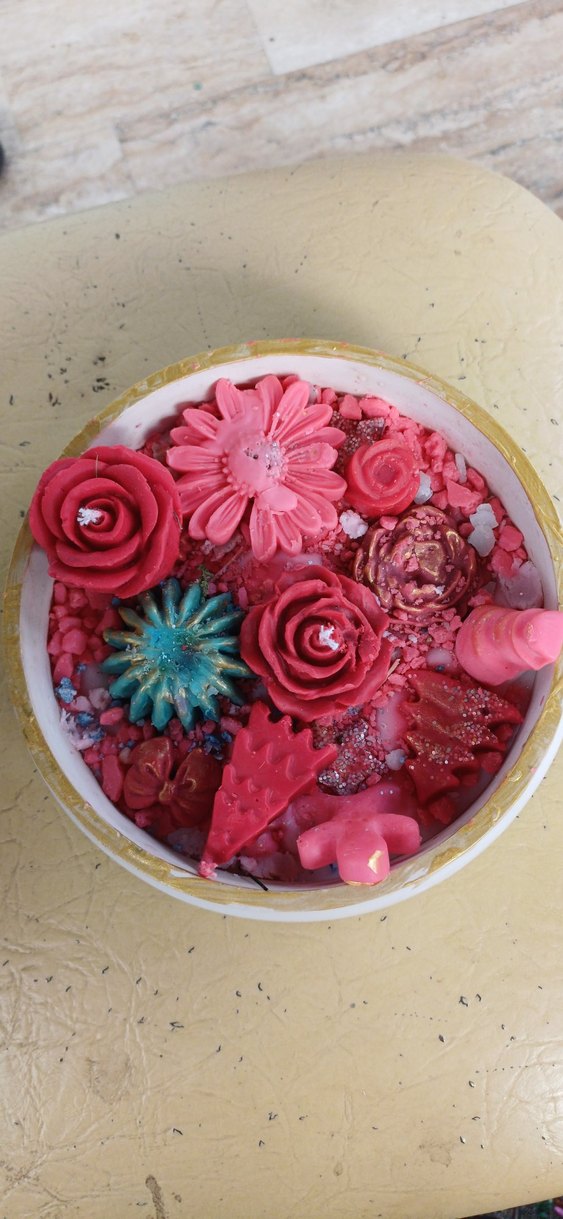 Renkli Dekoratif Pembe /Kırmızı Mum Seti - Görsel 5