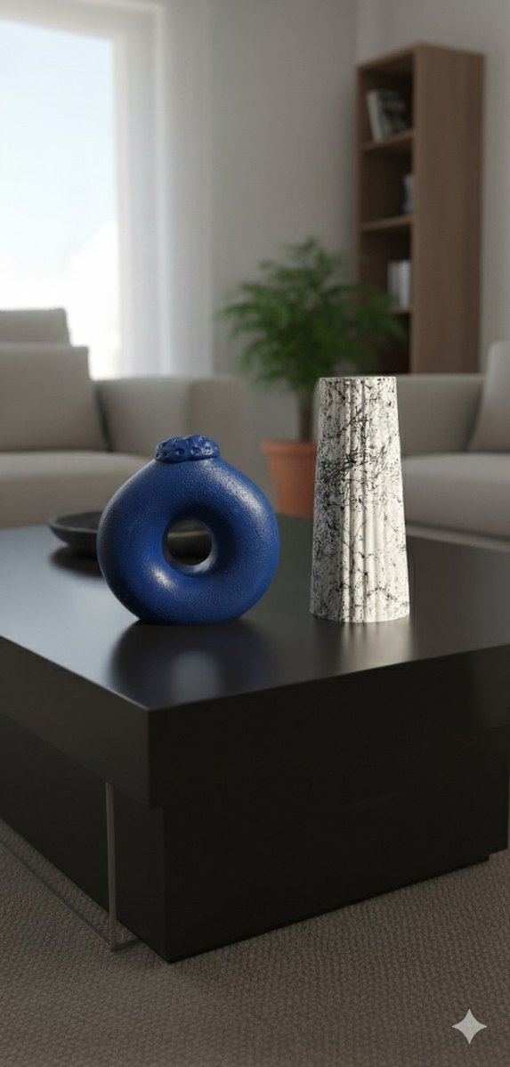 Lacivert Delikli Dekoratif Vazo (ikili set) - Görsel 2