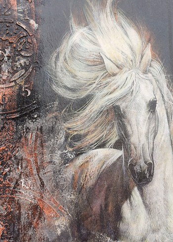 Parlak Beyaz At Temalı tasarım Tablo - Görsel 2