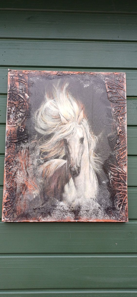 Parlak Beyaz At Temalı tasarım Tablo - Görsel 3