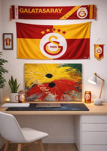 Renkli Çiçek Desenli Sarı / Kırmızı Tasarım Tablo - Görsel 2