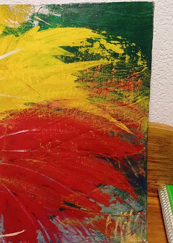 Renkli Çiçek Desenli Sarı / Kırmızı Tasarım Tablo - Görsel 4