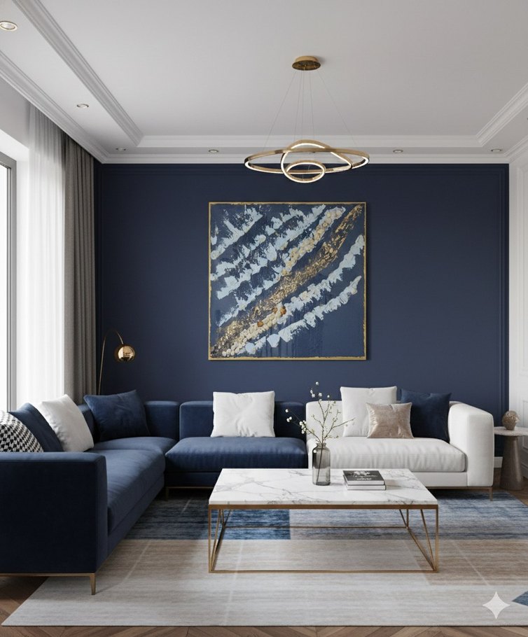 Lacivert ve Gri Soyut Duvar Tablosu - Görsel 2