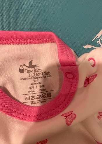 Kelebek Desenli Pembe Kız Bebek Kısa Kollu Body - Görsel 2