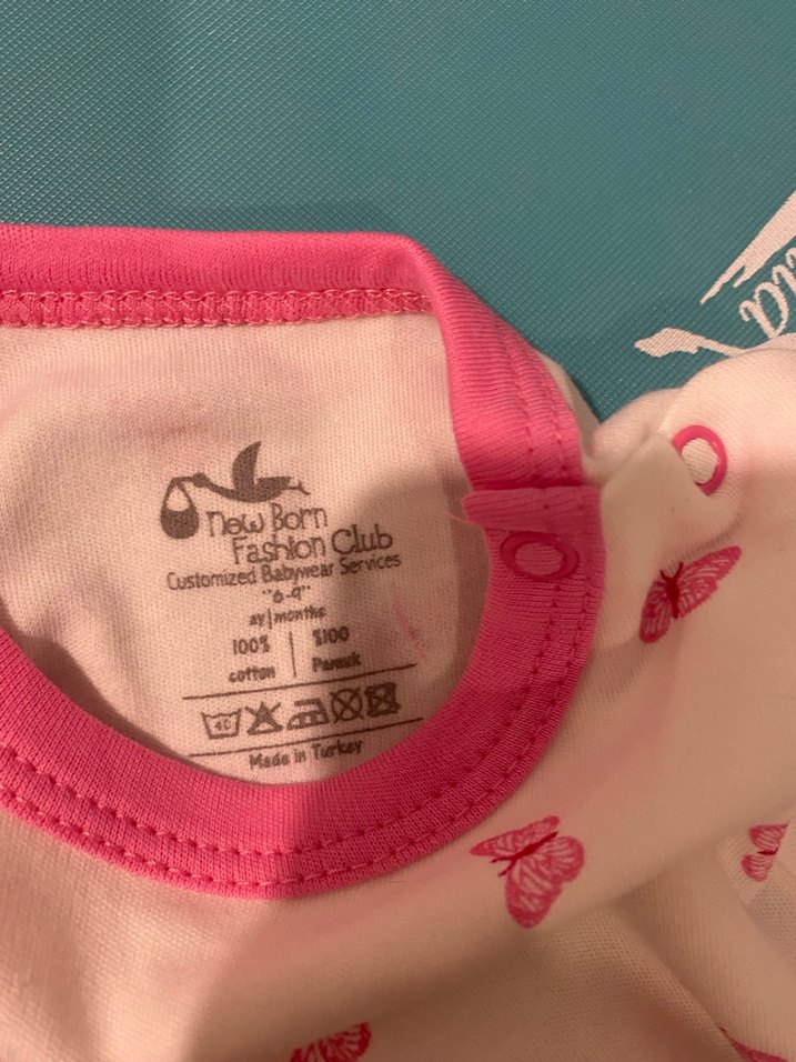 Kelebek Desenli Pembe Kız Bebek Kısa Kollu Body - Görsel 2