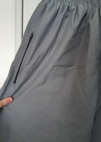 Gri Erkek Spor Şort, Bol Kesim - Görsel 2