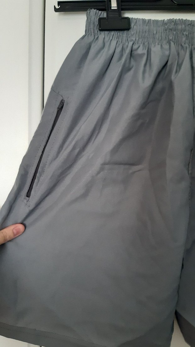 Gri Erkek Spor Şort, Bol Kesim - Görsel 2
