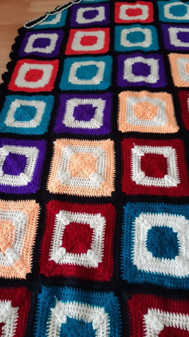 Çok Renkli Kareli El Örgüsü Seccade - Görsel 2