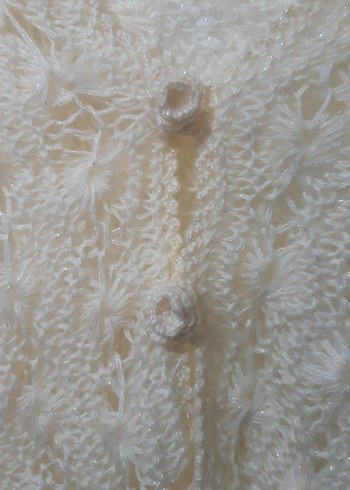 Vintage Örgü Detaylı Beyaz Kadın Omuz Şalı - Görsel 2