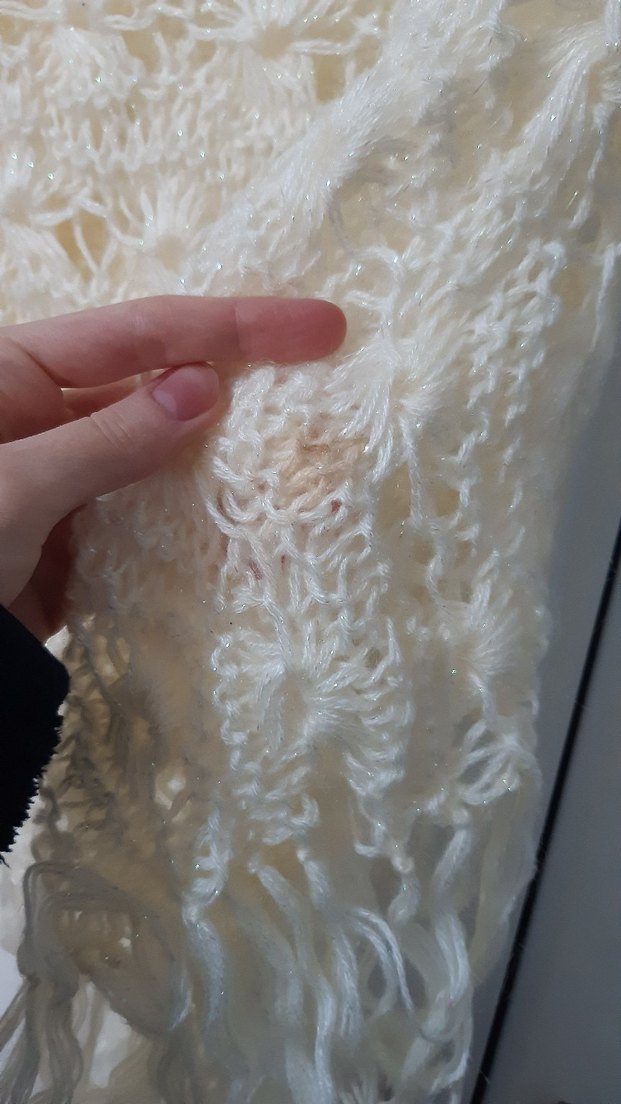 Vintage Örgü Detaylı Beyaz Kadın Omuz Şalı - Görsel 4