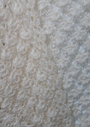 Kadın Beyaz Örgü Vintage Omuz Şalı - Görsel 2