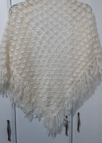 Kadın Beyaz Örgü Vintage Omuz Şalı - Görsel 3