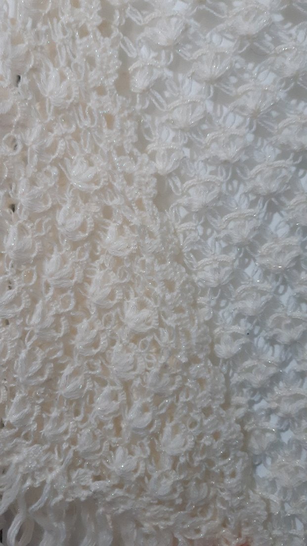 Kadın Beyaz Örgü Vintage Omuz Şalı - Görsel 2