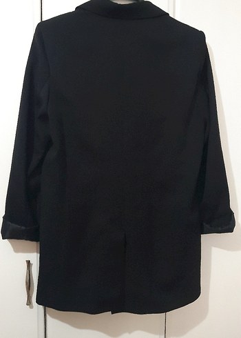 Siyah Düğmeli Uzun Kadın Blazer Ceket - Görsel 3