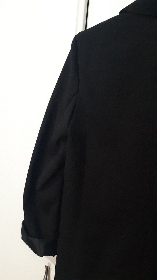 Siyah Düğmeli Uzun Kadın Blazer Ceket - Görsel 4