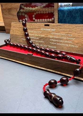Kırmızı Vintage Kehribar Tesbih - Görsel 2