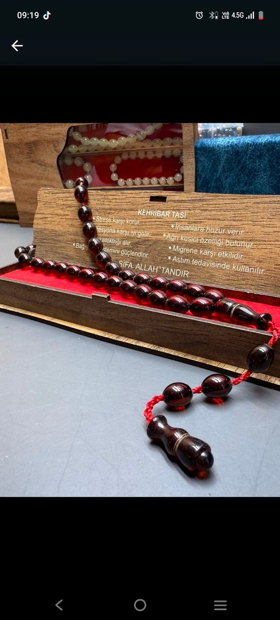 Kırmızı Vintage Kehribar Tesbih - Görsel 2