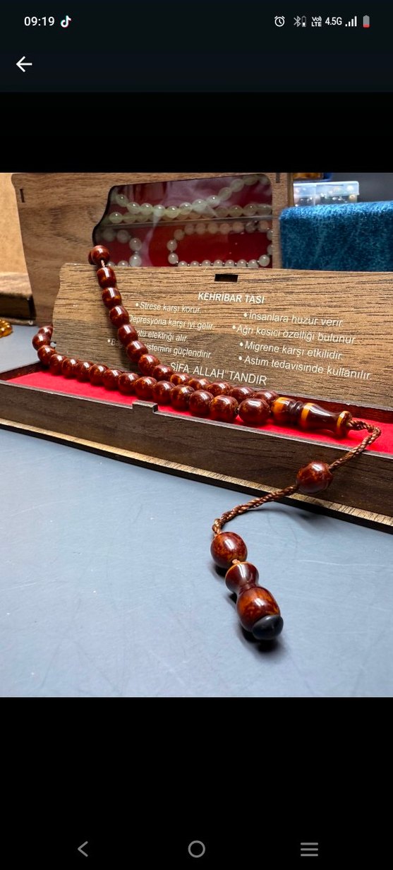 Kırmızı Vintage Kehribar Tesbih - Görsel 3
