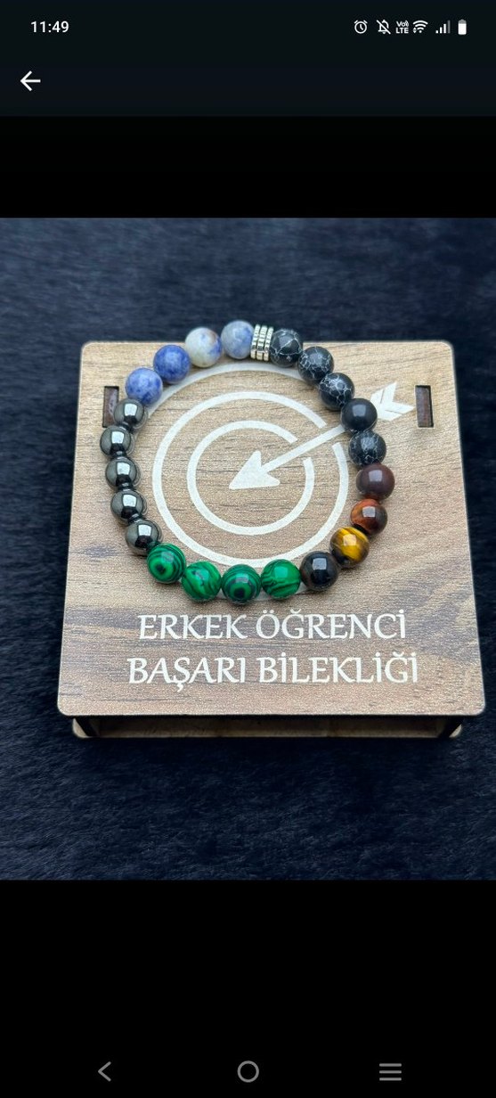 Doğal Taş Başarı Bilekliği - Çok Renkli Boncuklu - Görsel 2