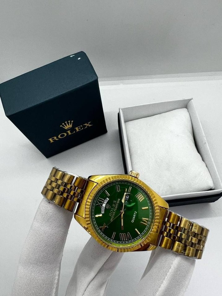 Parlak Altın Rolex Erkek Saati - Görsel 2