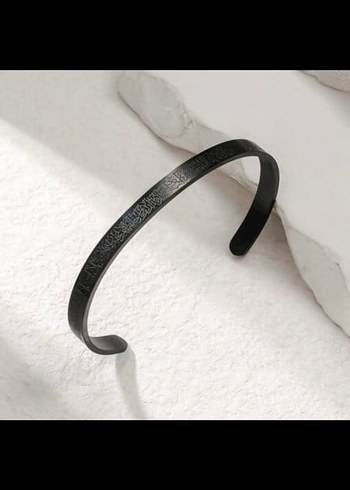 Uzun Zincir Detaylı Siyah ayetel kürsi yazılı Kolye - Görsel 9