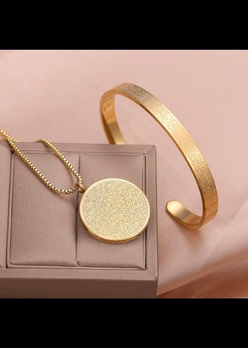 Uzun Zincir Detaylı Siyah ayetel kürsi yazılı Kolye - Görsel 4