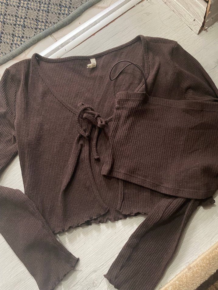 Uzun Kollu Kahverengi Bolero - Görsel 3