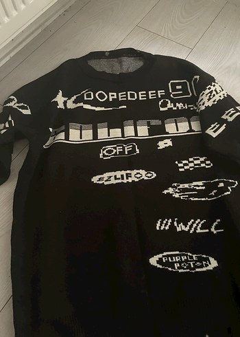 Siyah Baskılı Örme Kadın Kazak - Görsel 3