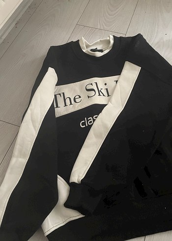 Beyaz Siyah Kadın Sweatshirt - Görsel 2