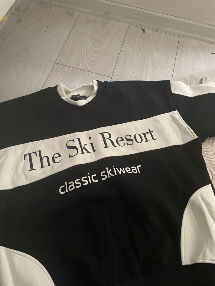 Beyaz Siyah Kadın Sweatshirt - Görsel 3