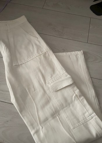 Beyaz Rahat Kesim Midi Kadın Kot Pantolon - Görsel 3